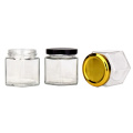 hot sale 4oz 120ml hexagon glass honey storage jar with metal screw cap